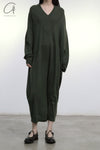 SWAYING/KNIT V-neck wide dress SW23AW2L21 dark green PS65